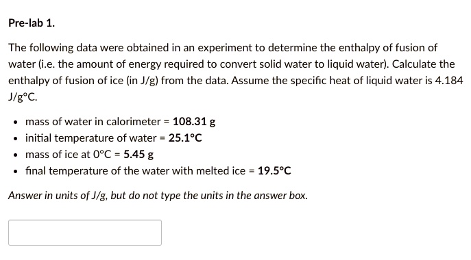 experiment 3 measuring the enthalpy of fusion of water