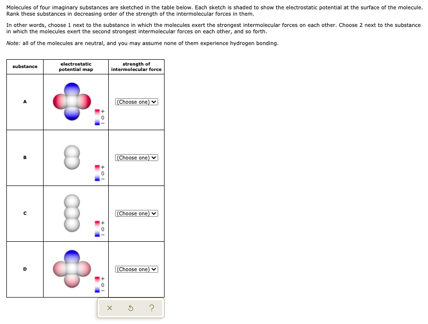 Molecules Of Four Imaginary Substances Are Sketched The Table Below ...