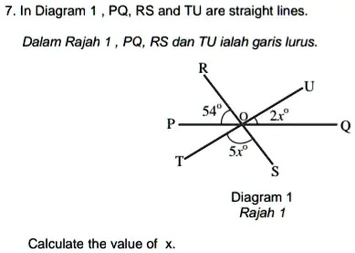 7 in diagram pq rs and tu are straight lines dalam rajah pq rs dan tu ...