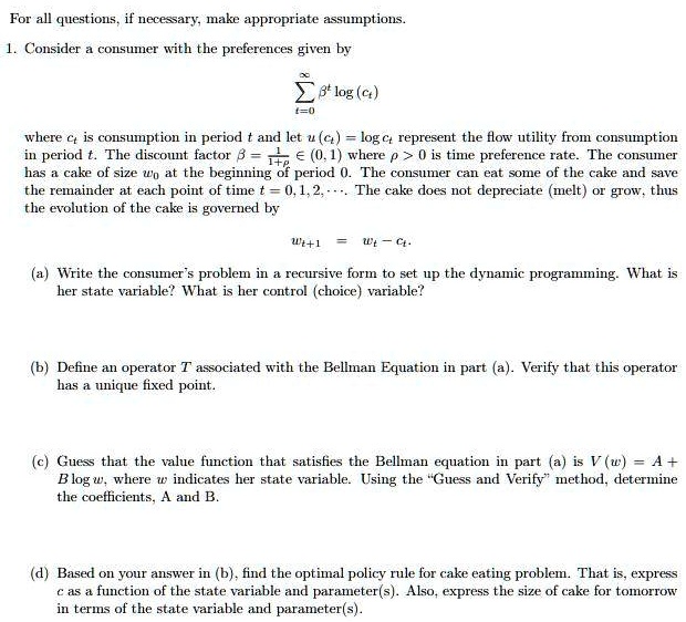 SOLVED Consider a consumer with the preferences given by log ct = 0