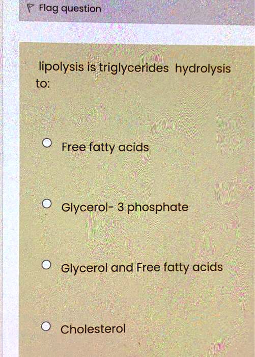 SOLVED Flag question lipolysis is triglycerides hydrolysis to Free