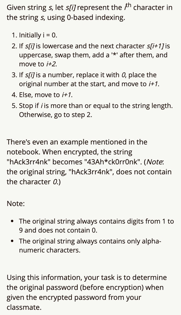 by using c given string s let si represent the th character in the ...