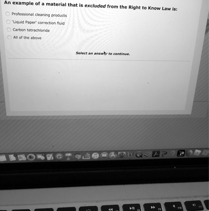 SOLVED An example of material that is excluded from the Right to Know