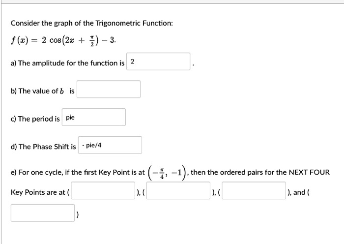 SOLVED: Consider the graph of the Trigonometric Function: f () = 2 cos ...