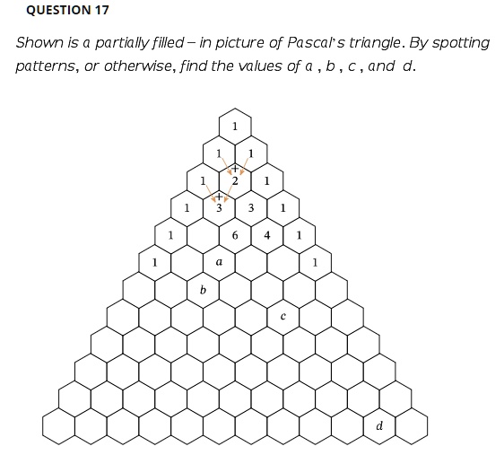 SOLVED:QUESTION 17 Shown is a partially filled in picture of Pascal s ...