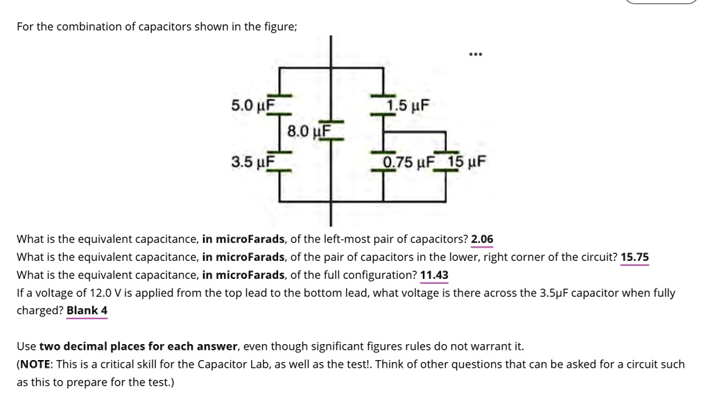 for the combination of capacitors shown in the figure 50 f 15 f 80 f 35 f 075 f 15 f what is the equivalent capacitance in microfarads of the left most pair of capacitors 206 what is the equ 62802