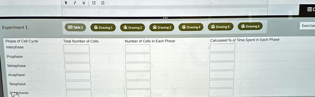 SOLVED: Experiment 1 Phase of Cell Cycle Total Number of Cells Number ...