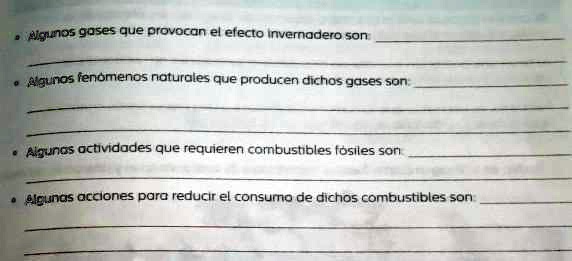 SOLVED: Algunos gases que provocan el efecto invernadero son: Algunos