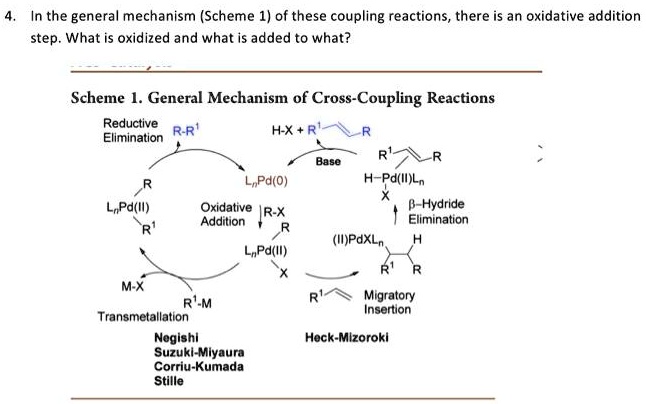 SOLVED: In the general mechanism (Scheme 1) of these coupling reactions ...
