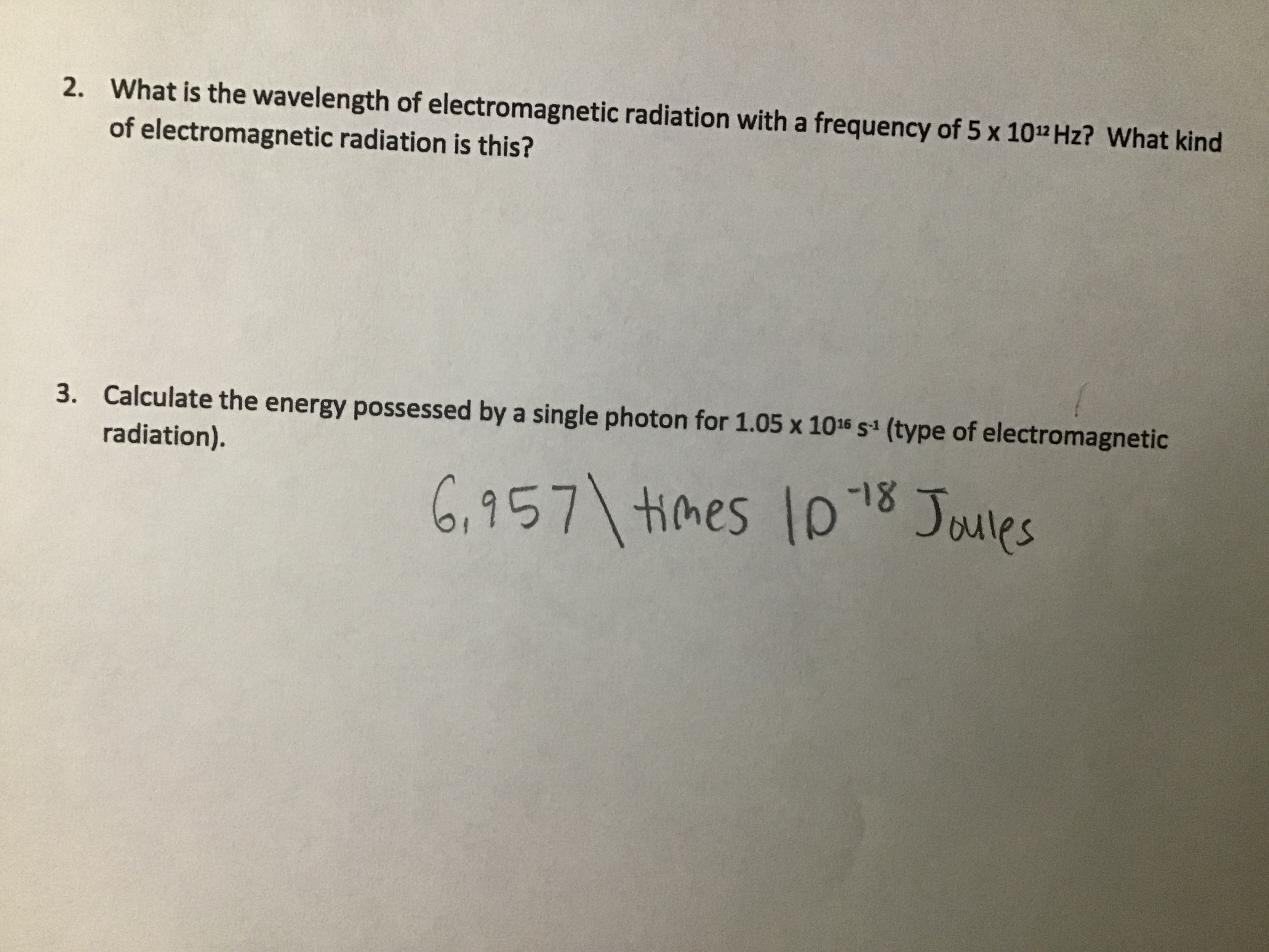 2. What is the wavelength of electromagnetic radiation with a frequency ...