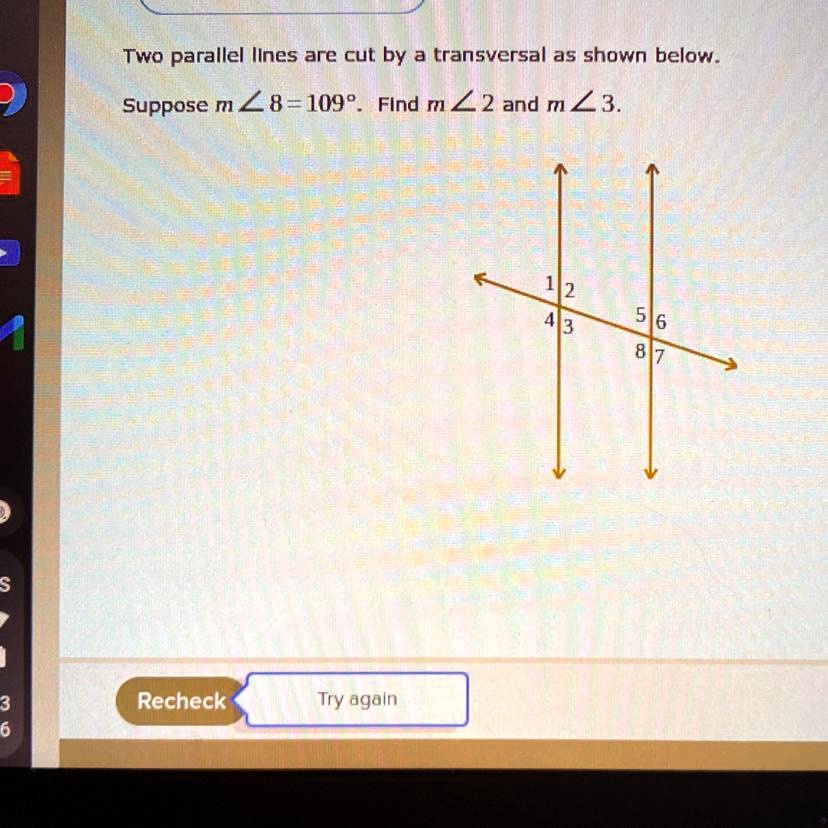 Solved Two Parallel Lines Are Cut By A Transversal As Shown Below Suppose M 3323