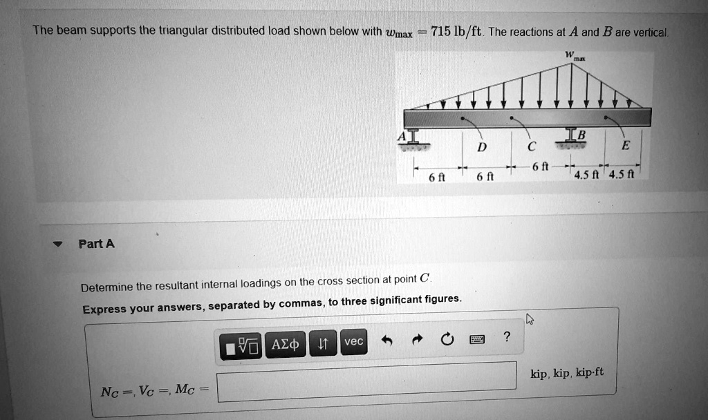 The Beam Supports The Triangular Distributed Load Shown Below With Wmax ...