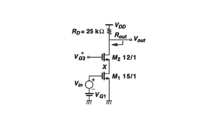 VDD
RD = 25 k?
Rout
Vout
VG2
M2 12/1
X
M1 15/1
Vin
VG1