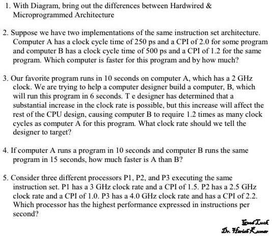 SOLVED: With Diagram bring out the differences between Hardwired ...