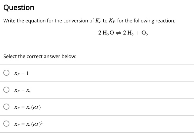 Converting between kp outlet and kc