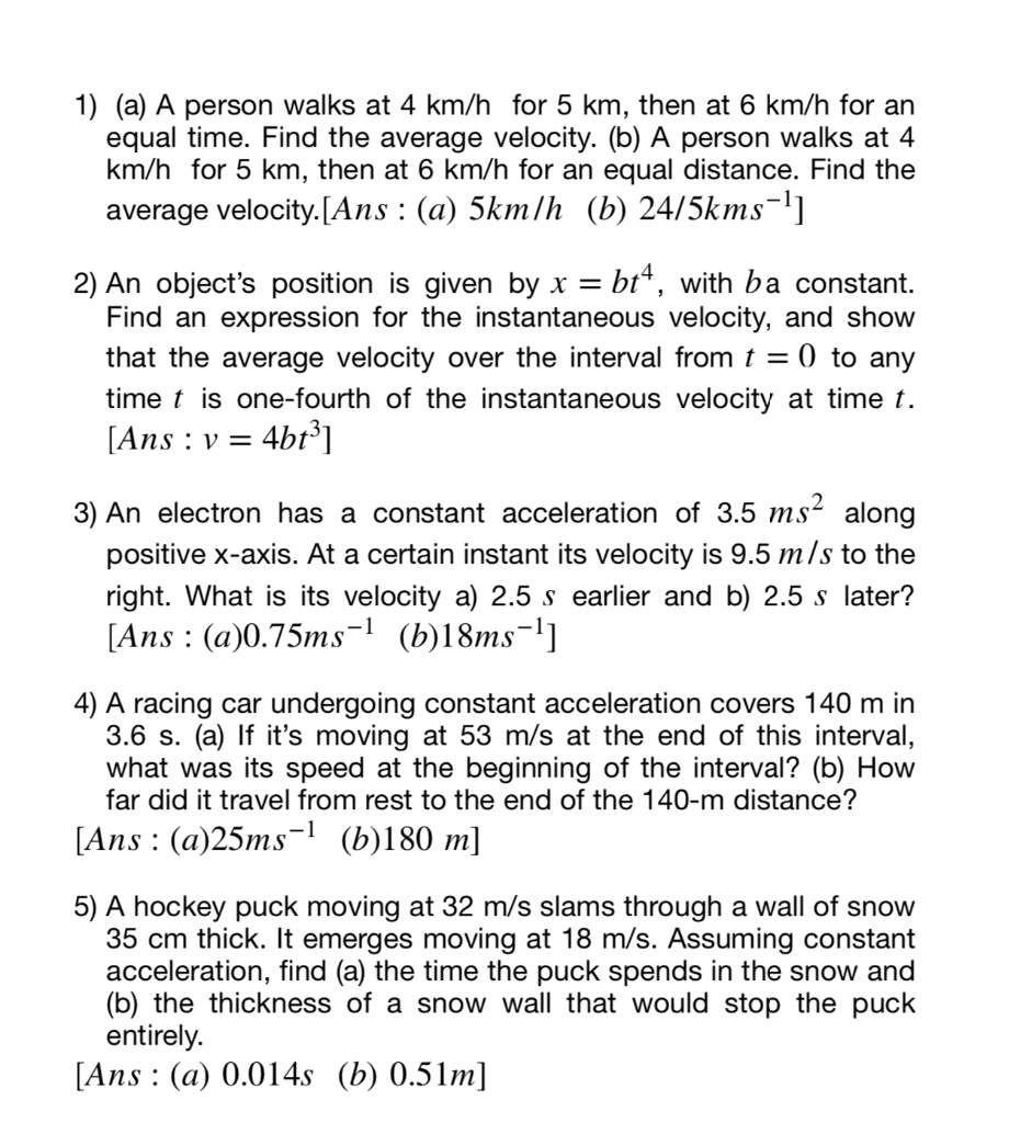 SOLVED a A person walks at 4 km h for 5 km then at 6 km h for