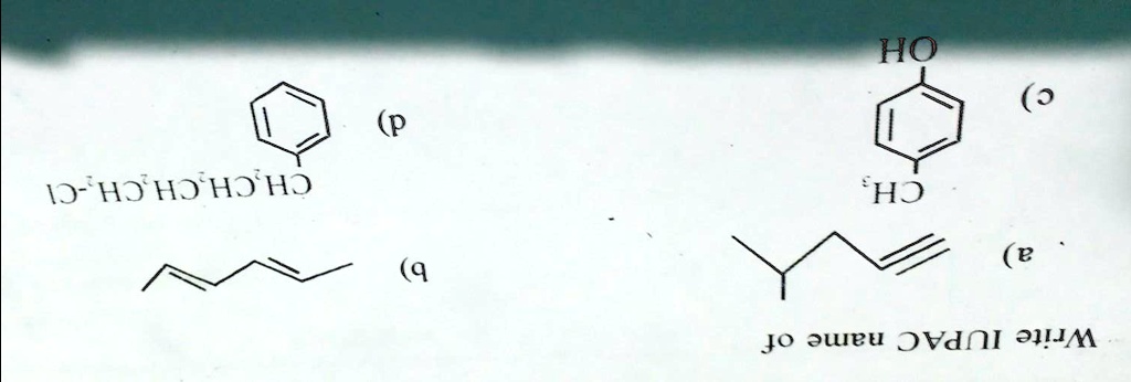 Write IUPAC name of
a)
b)
c) OH-C6H4-CH3
d) C6H5-CH2CH2CH2CH2-Cl