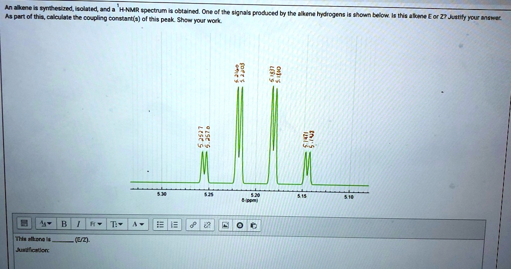 SOLVED An alkene is synthesized, isolated, and HNMR spectrum is