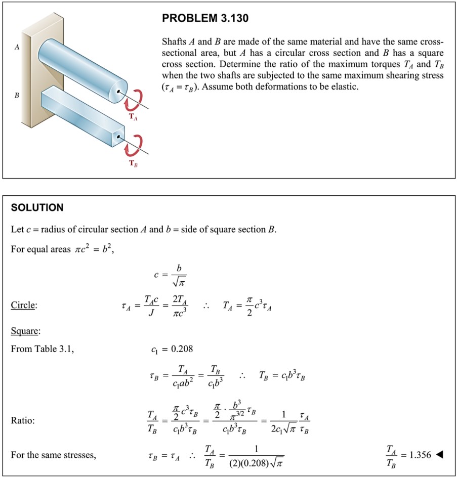 SOLVED: PROBLEM 3.130 Shafts A And B Are Made Of The Same Material And ...