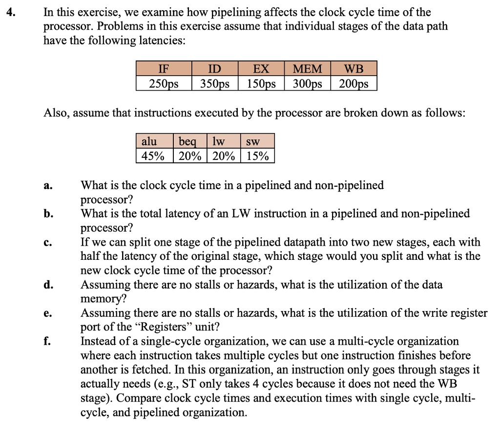 SOLVED In this exercise, we examine how pipelining affects the clock