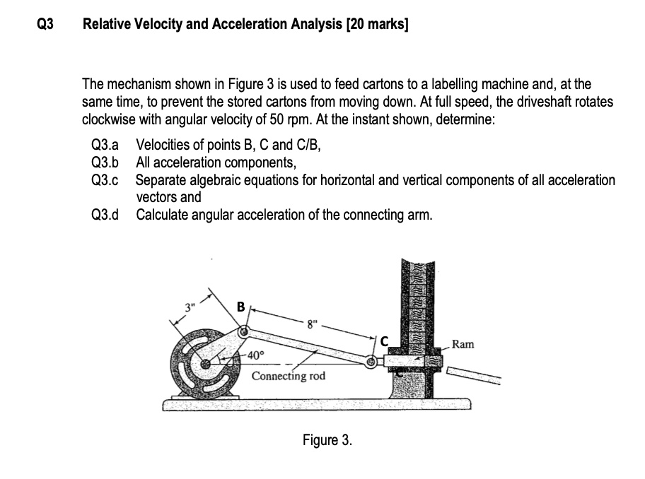 SOLVED: Relative Velocity and Acceleration Analysis [20 marks] The ...