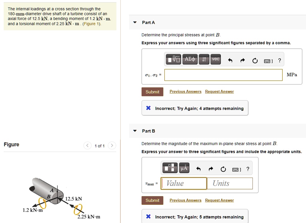 SOLVED: The internal loadings at a cross section through the 180-mm ...