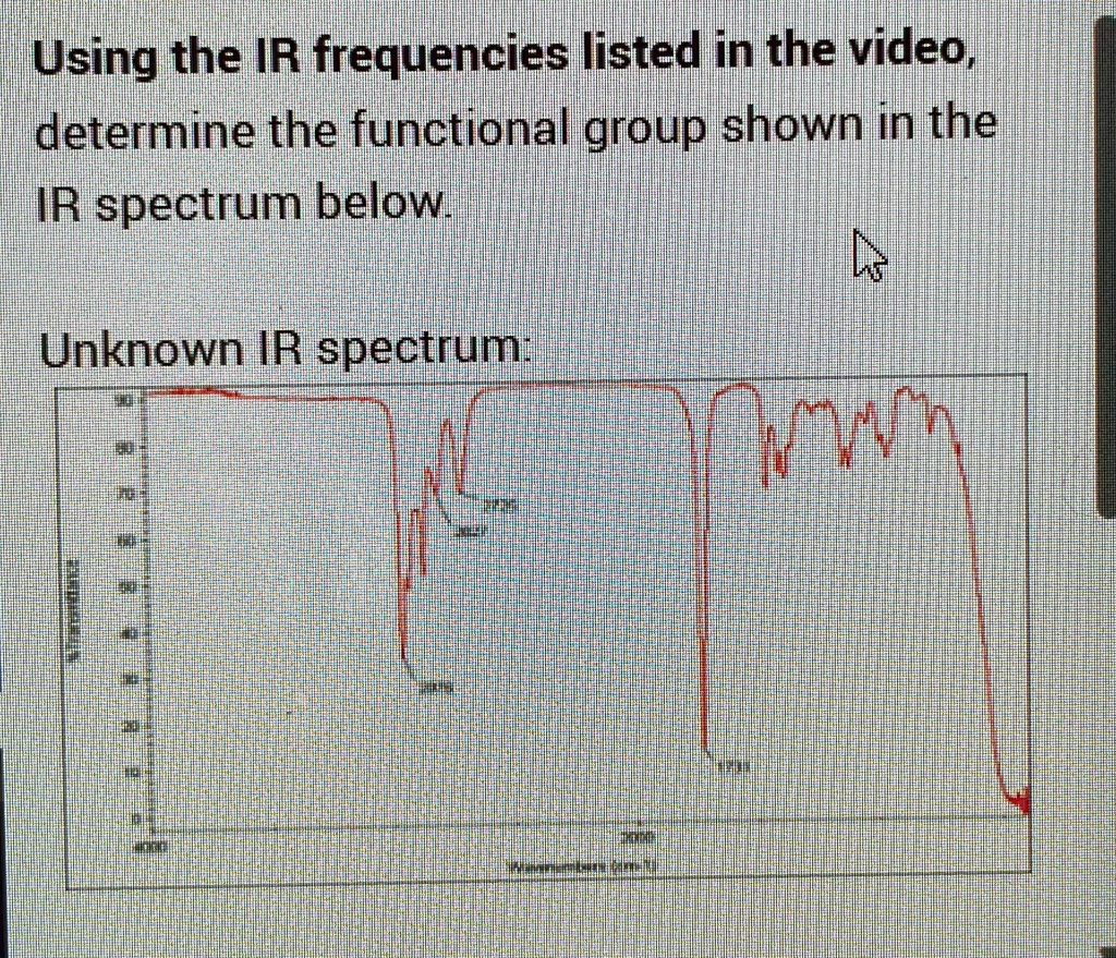 using the ir frequencies listed in the video determine the functional ...