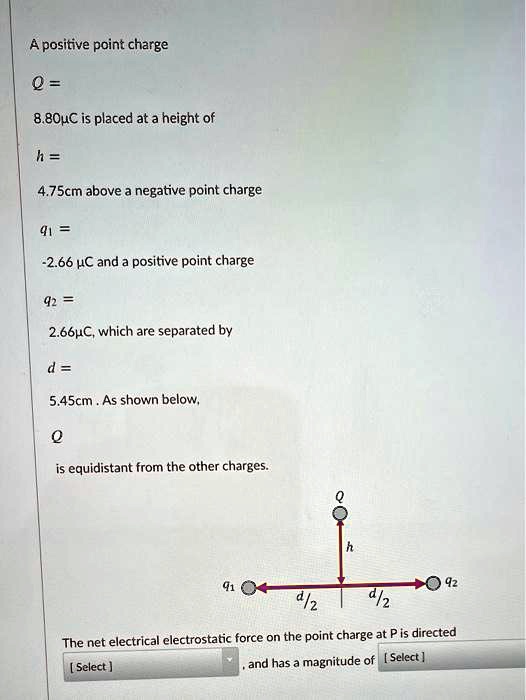 SOLVED:A positive point charge 8.804C is placed at a height of h = 4 ...