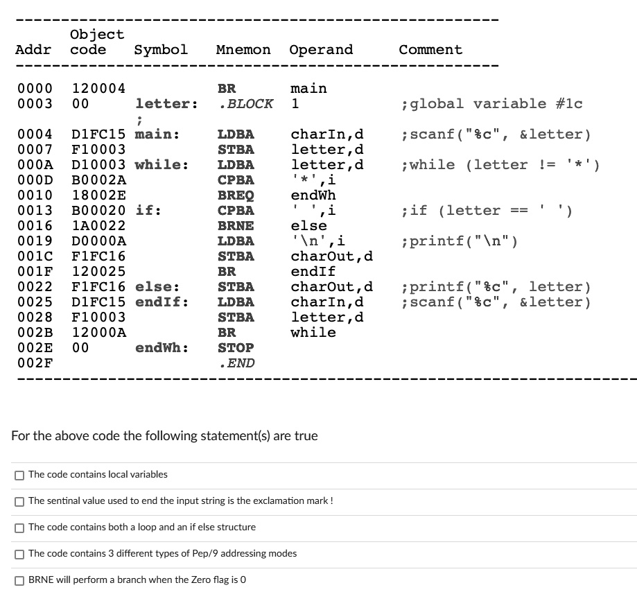 SOLVED: The code contains local variables. The sentinel value used to ...
