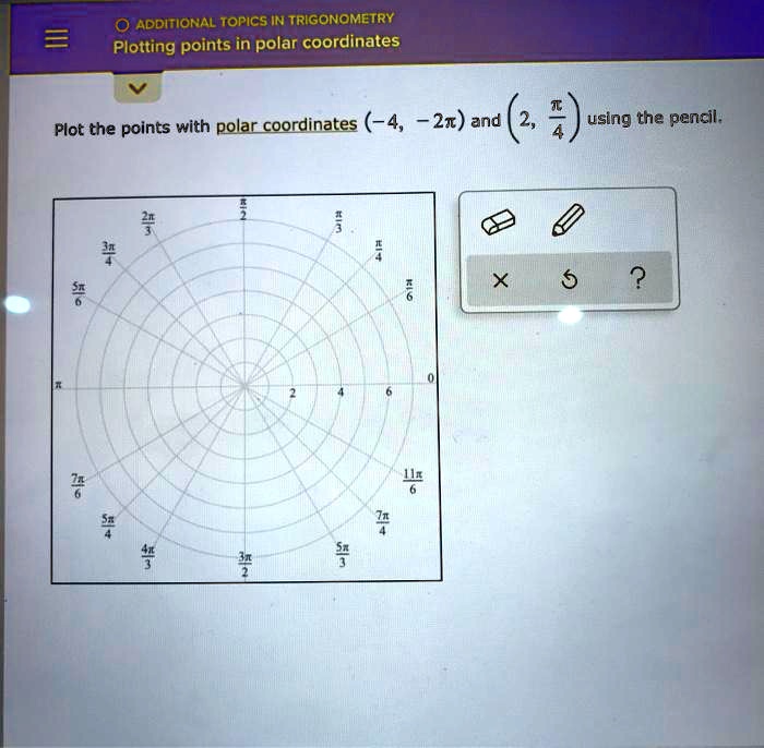 SOLVED: ADDITIONAL TOPICS IN TRIGONOMETRY Plotting Points In Polar ...