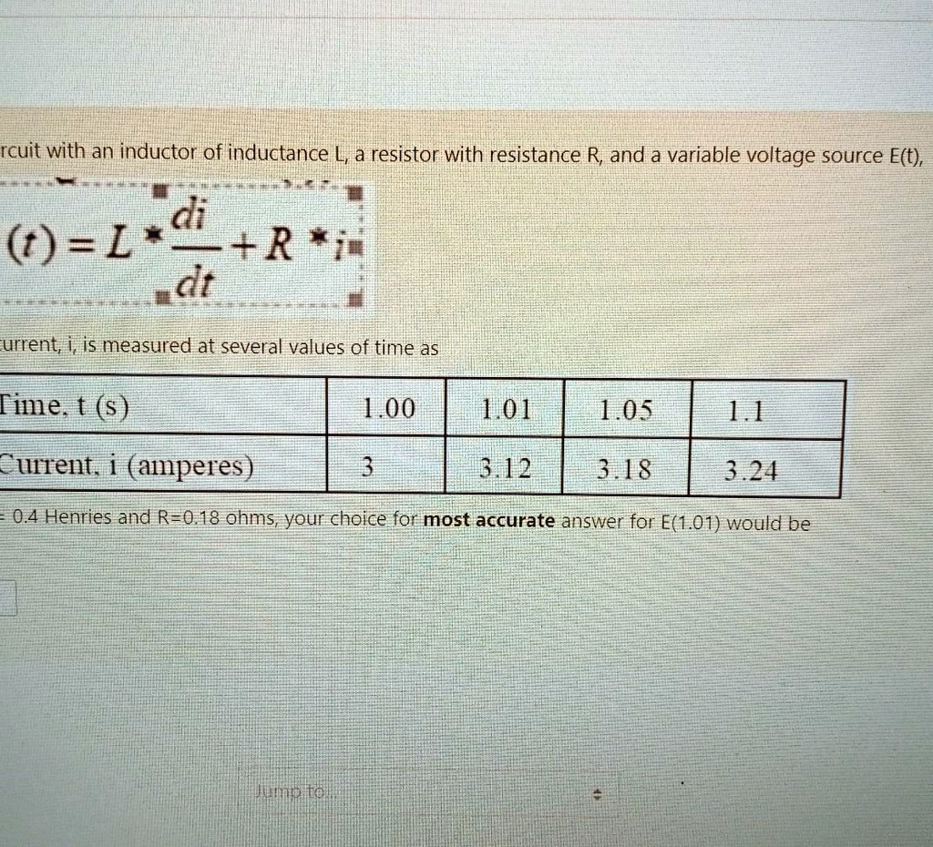 SOLVED A circuit with an inductor of inductance L, a resistor with