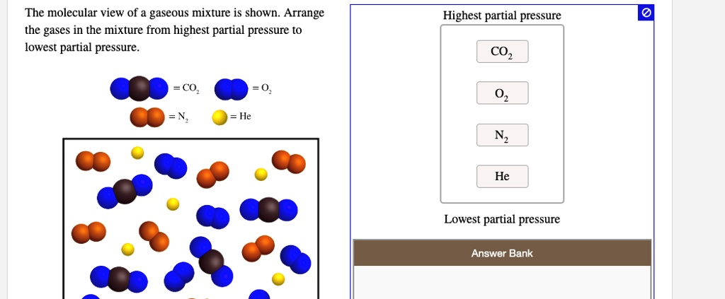 The Molecular View Of A Gaseous Mixture Is Shown Arrange The Gases In The Mixture From Highest