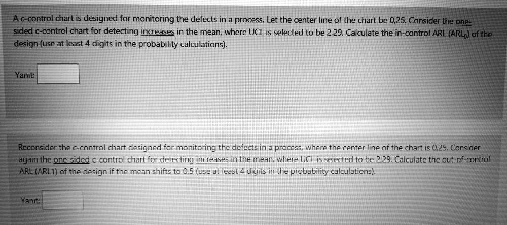 SOLVED: AC-control chart is designed for monitoring the defects in a ...