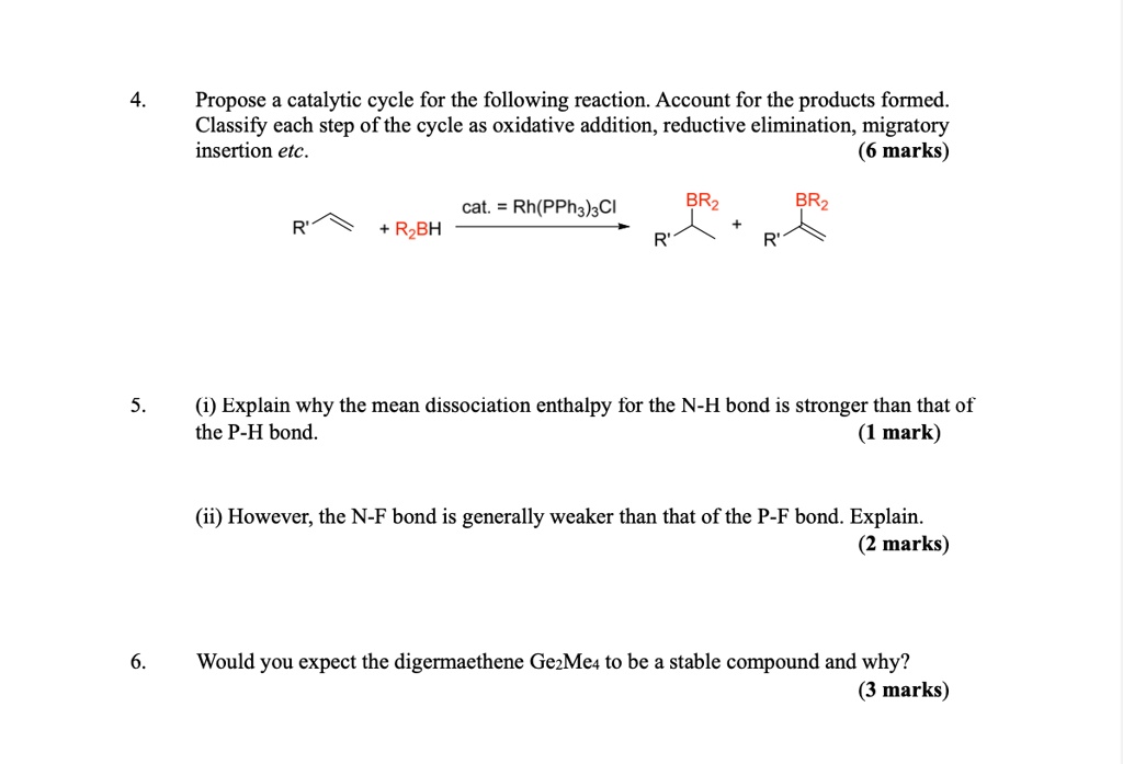 propose a catalytic cycle for the following reaction account for the ...