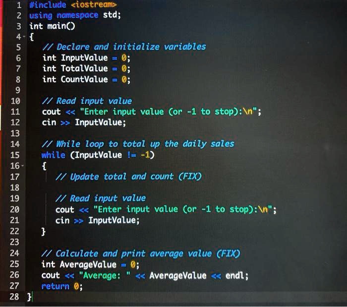 SOLVED: “`cpp #include using namespace std; int main() // Declare and ...