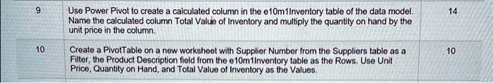 9 Use Power Pivot to create a calculated column in the e10m1Inventory ...