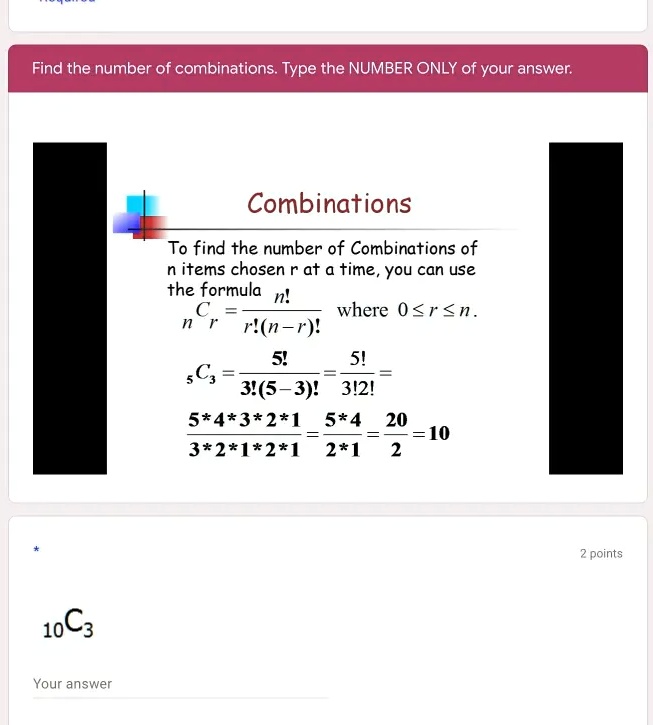 SOLVED Find the number of combinations Type the NUMBER ONLY of your