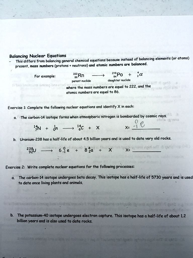 SOLVED:Balancing Nuclear Equations This differs from balancing