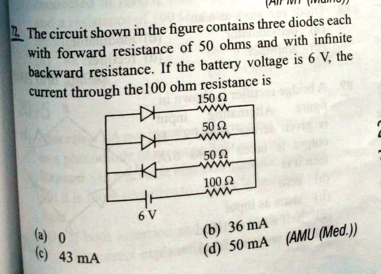 SOLVED 'hi...answrr...solve TAM contains three diodes each The circuit