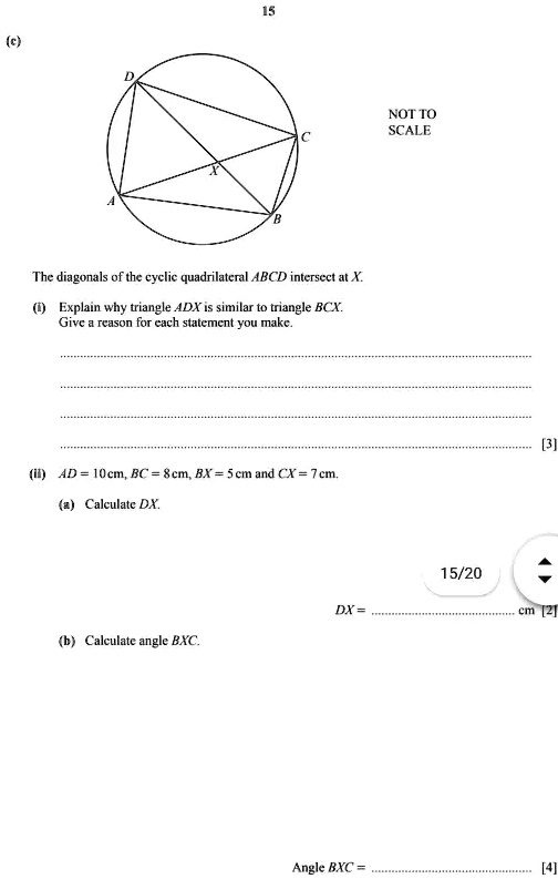 SOLVED NOT TO SCALE The diagonals of the cyclic quadrilateral ABCD