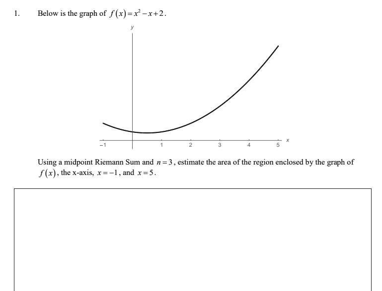 Solved Below Is The Graph F X X 2 Using Midpoint Riemann Sum And N 3 Estimate The Area Of The