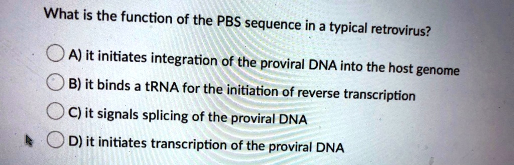 SOLVED: What is the function of the PBS sequence in a typical ...