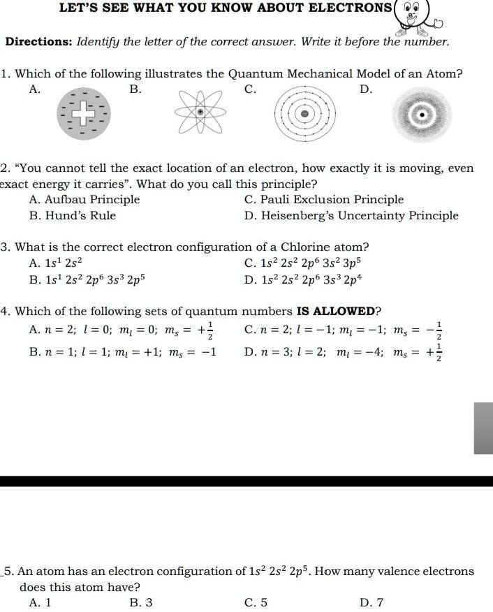 SOLVED LETâ€™S SEE WHAT YOU KNOW ABOUT ELECTRONS LET'S SEE WHAT YOU