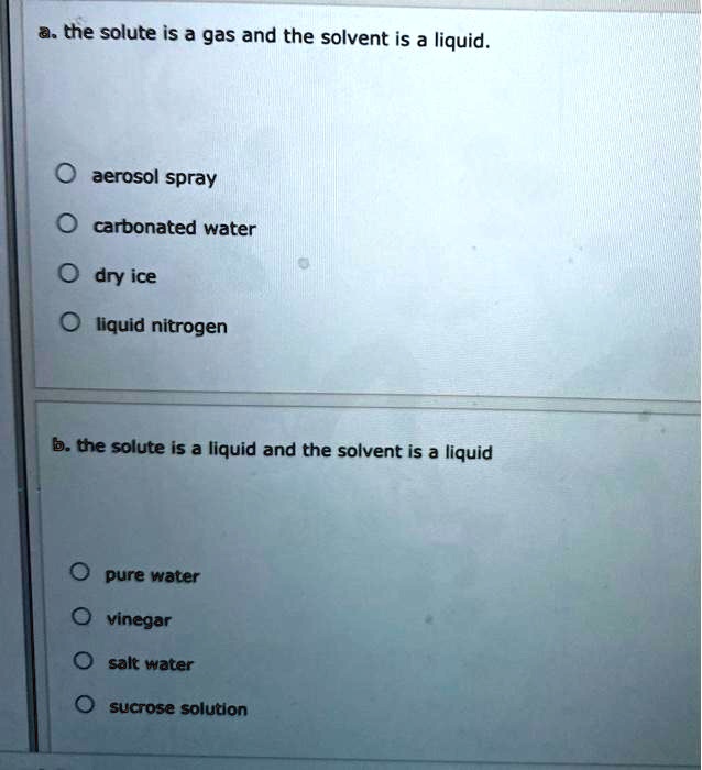 SOLVED The solute is a gas and the solvent is a liquid. Aerosol spray