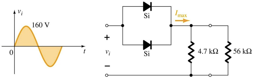 SOLVED: Given Pmax = 14 mW for each diode in the figure below, (a ...