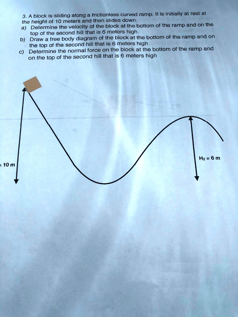 SOLVED: A block is sliding along a frictionless curved ramp It is ...