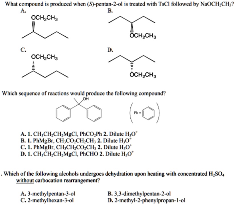 Solved:what Compound Is Produced When (s)-pentan-2-ol Is Treated With 