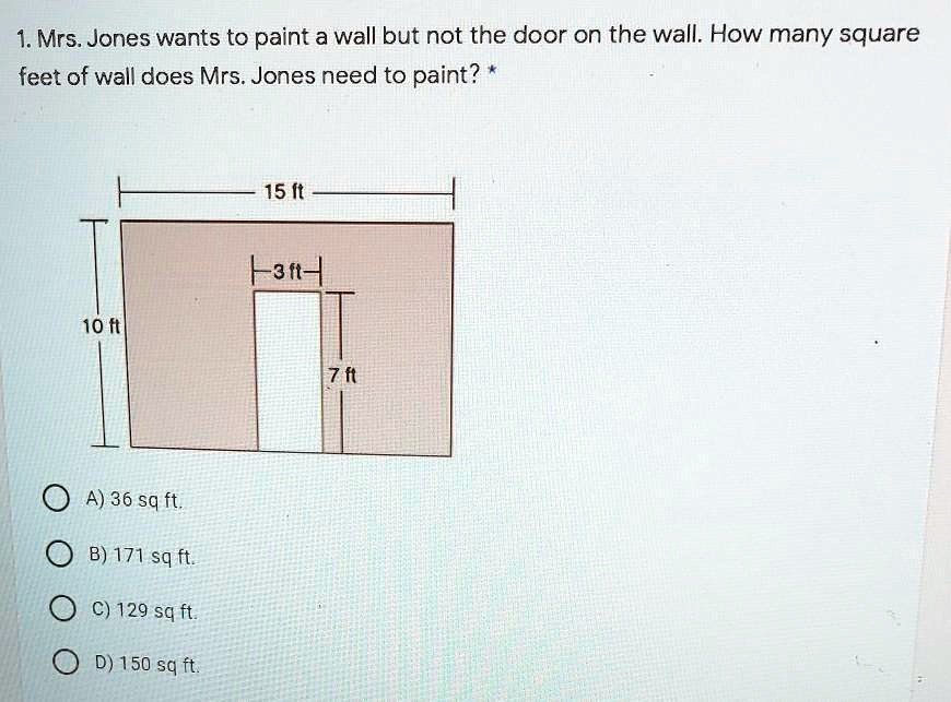 SOLVED 'Mrs Jones wants to paint a wall but not the door on the wall