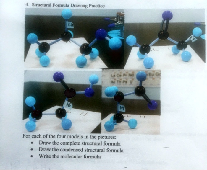 SOLVED: Structural Formula Drawing Practice Ga eee For each of the four ...