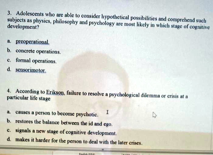 SOLVED 3. Adolescents who are able to consider hypothetical